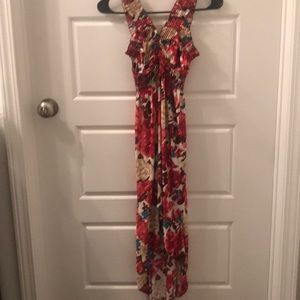 Red floral summer dress